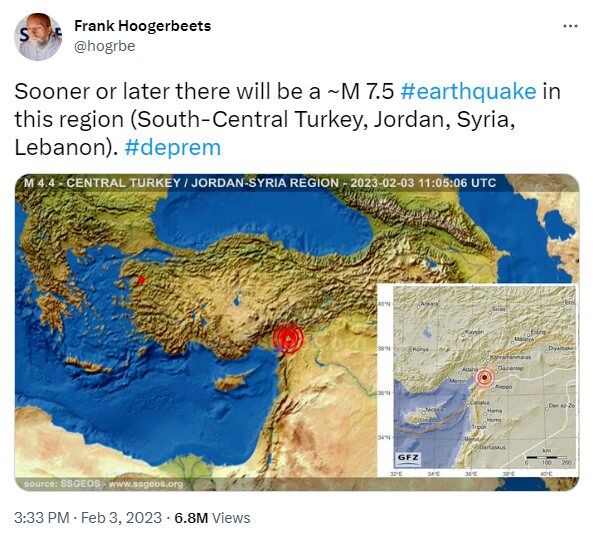 پیش بینی زمین شناس هلندی از زلزله شدید ترکیه و سوریه