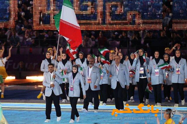 رژه کاروان ایران در بازی‌های آسیایی هانگژو با پرچمداری کیانی و فروغی