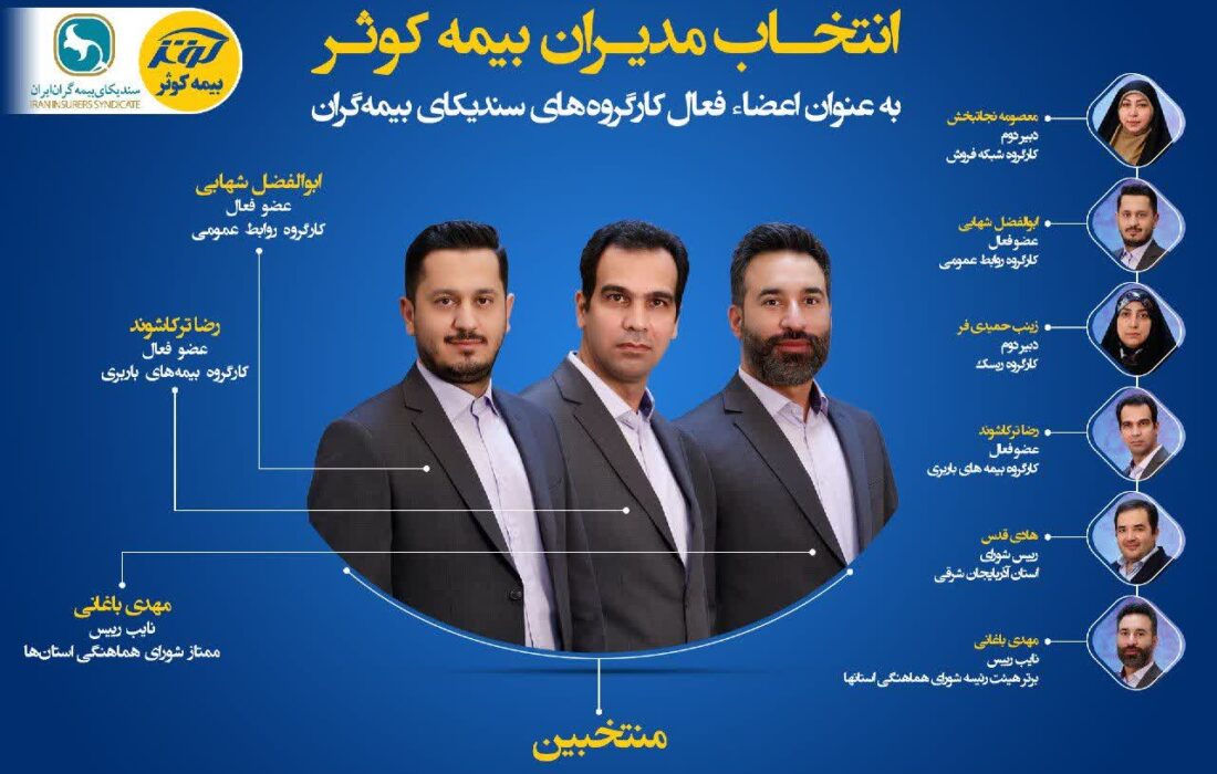 انتخاب مدیران بیمه کوثر به عنوان اعضای فعال کارگروه‌های سندیکای بیمه‌گران