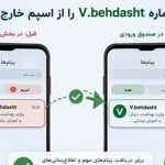 پیامک‌های اطلاع‌رسانی با سرشماره V.behdasht را در بخش پیامک های مورد اعتماد ثبت کنید
